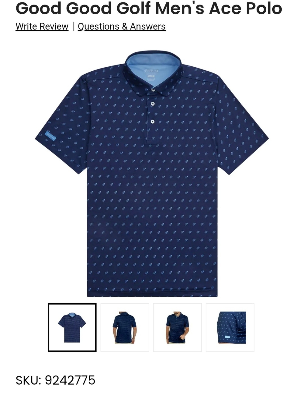 Men's GoodGood Golf Polo - Navy/Light Blue
